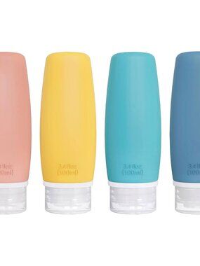 Silicone Travel Bottles 4 Pack 3.4oz Leak Proof Liquid Squeezable Refillable